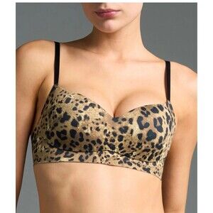 Eby One Piece Contour Seamless Convertible Molded Wireless Bra Cheetah 34G New